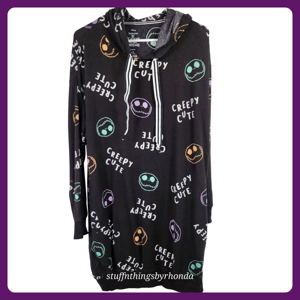 Disney The Nightmare Before Christmas Hooded Sweater/Dress/Tunic Womens LG Jack